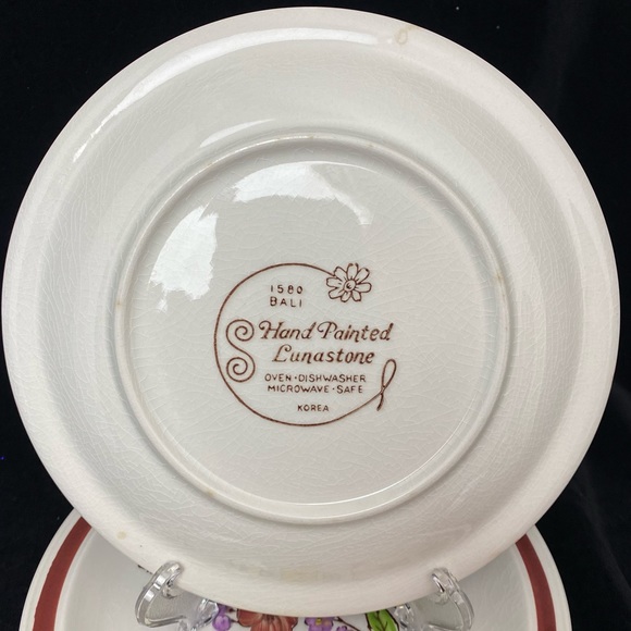 (1) Vintage Lot of 5, Lunastone 1580 Bali Pattern Floral Bread & Butter Plates - Picture 10 of 17